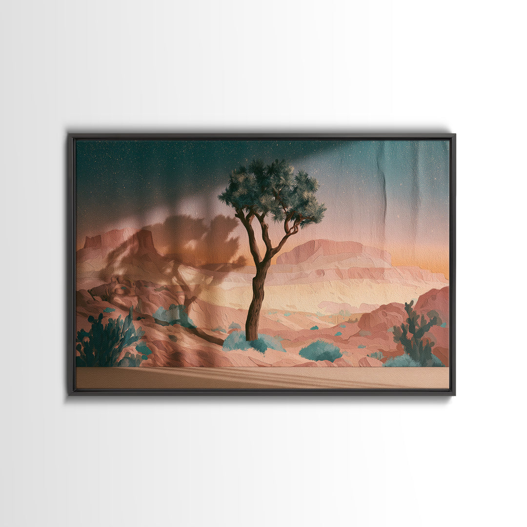 Joshua Tree under Star Filled Night Canvas Print, Desert Art, Living Room Art, Southwestern Decor, Fine Art, Desert, DES-3x2-58