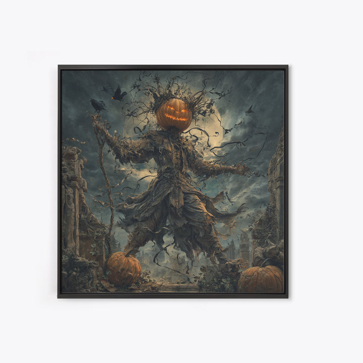 The Jack-O'-Lantern King, Square Wall Art, Spooky Home Decor, Canvas Print, Halloween Wall Decor, Gothic Home Decor, Halloween Wall Art