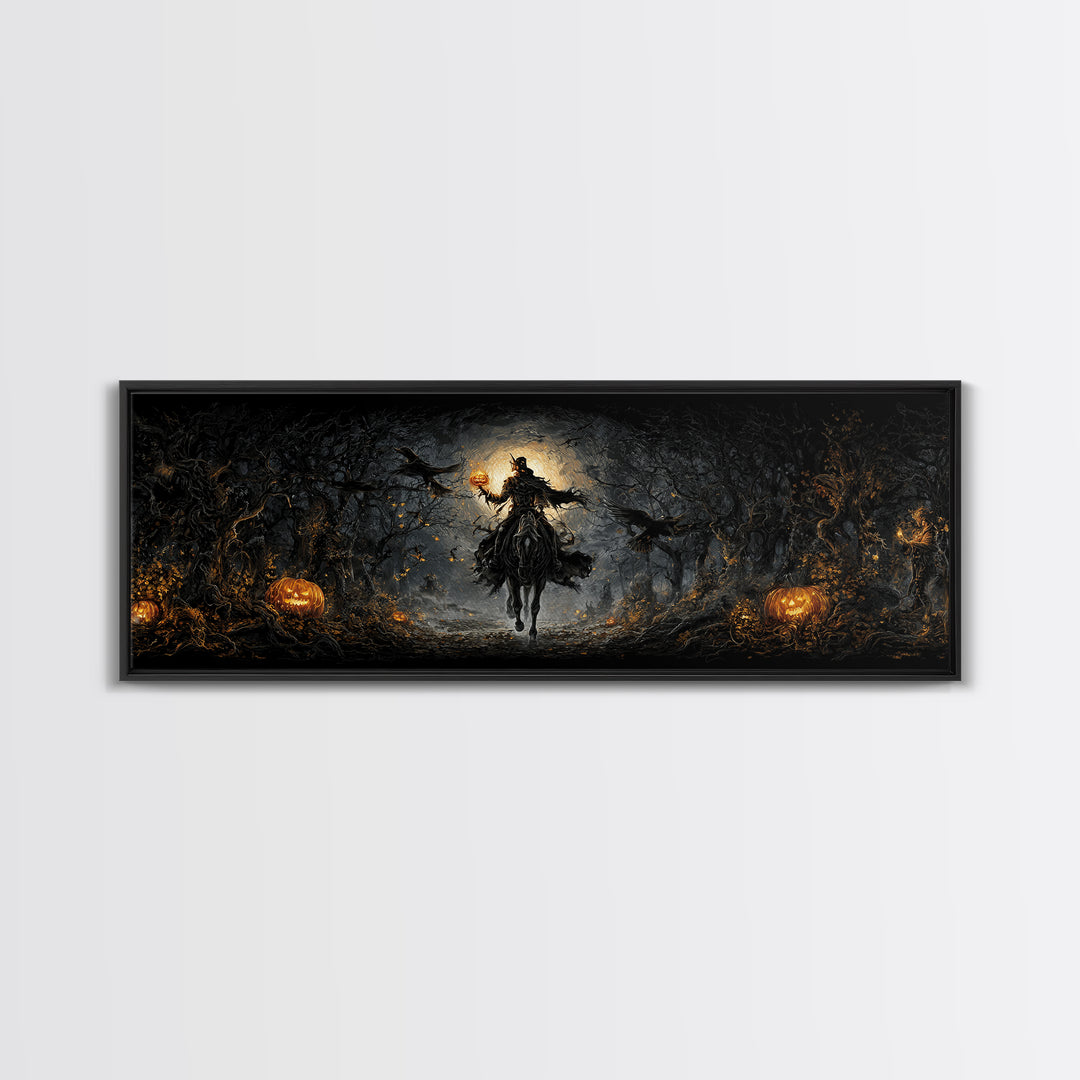 The Headless Horseman, Extra Wide Wall Art, Spooky Home Decor, Canvas Print, Halloween Wall Decor, Gothic Home Decor, Halloween Wall Art
