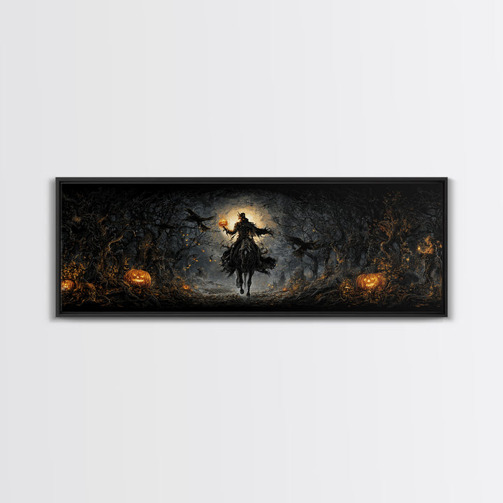 The Headless Horseman, Extra Wide Wall Art, Spooky Home Decor, Canvas Print, Halloween Wall Decor, Gothic Home Decor, Halloween Wall Art