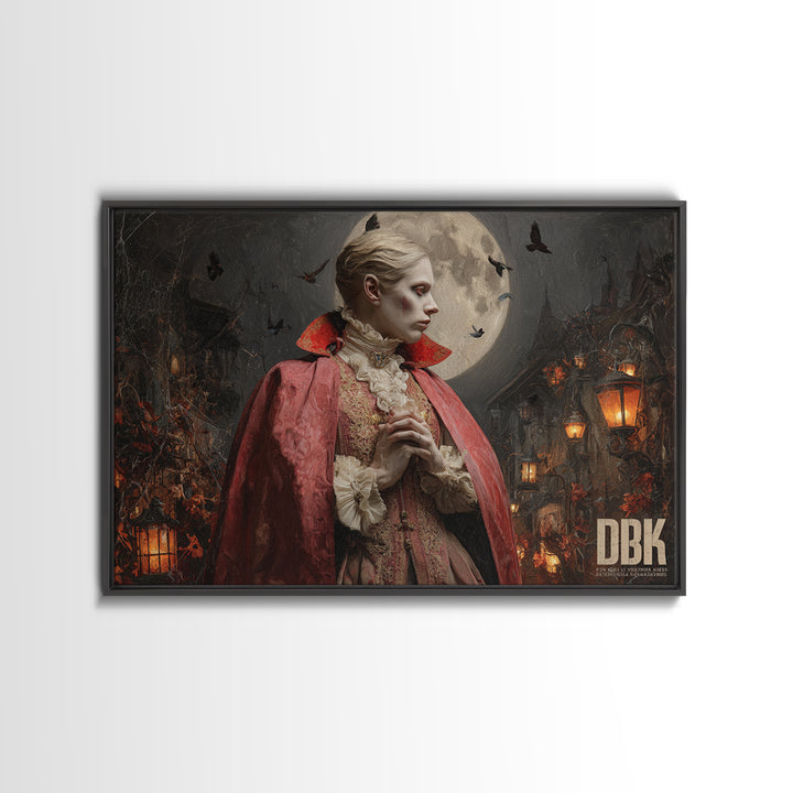 The Crimson Vampire, Landscape Wall Art, Dark Fantasy Wall Art, Canvas Print, Halloween Wall Decor, Gothic Home Decor, Seasonal Home Decor