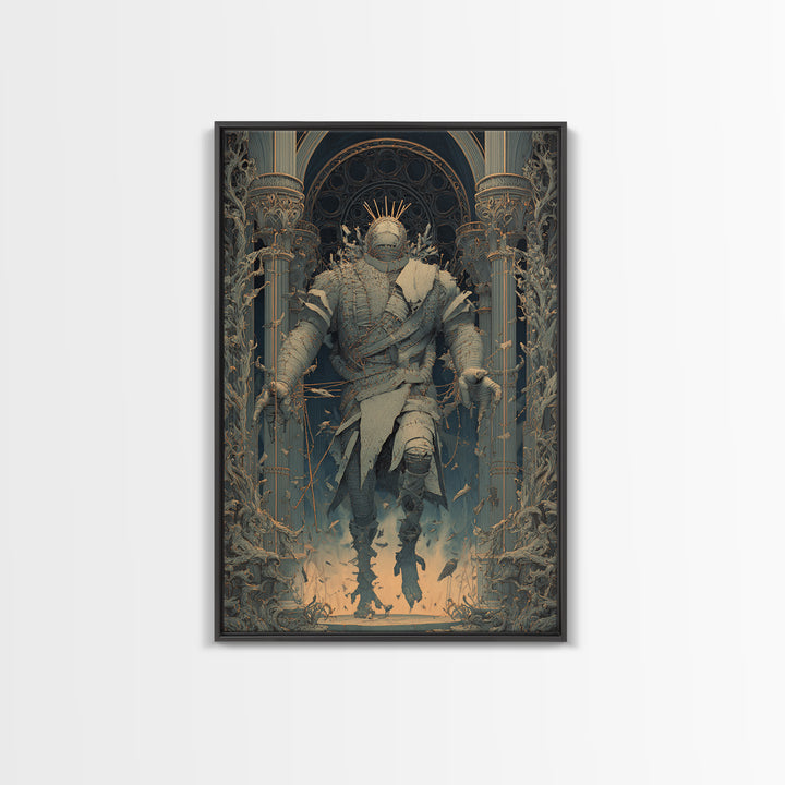 The Stitched Giant, Vertical Wall Art, Gothic Horror Wall Art, Framed Canvas Print, Halloween Wall Decor, Gothic Home Decor