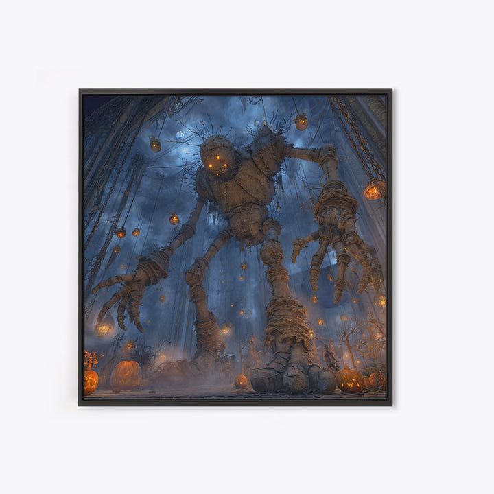 The Stitched Giant, Square Wall Art, Macabre Wall Art, Framed Canvas Print, Halloween Wall Decor, Gothic Home Decor, Seasonal Home Decor
