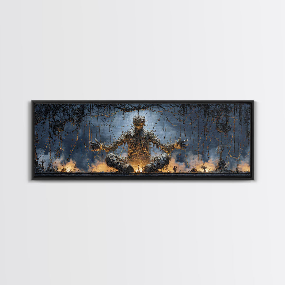 The Stitched Giant, Extra Wide Wall Art, Macabre Wall Art, Framed Canvas Print, Halloween Wall Decor, Gothic Home Decor, Halloween Decor