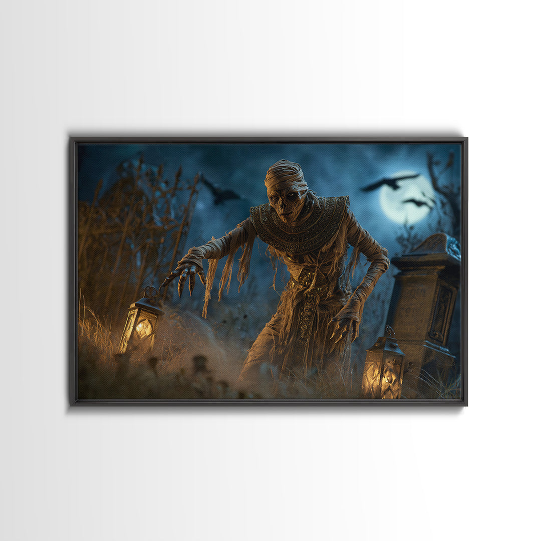 The Mummy Pharaoh, Landscape Wall Art, Macabre Wall Art, Framed Canvas Print, Halloween Wall Decor, Gothic Home Decor, Halloween Wall Art