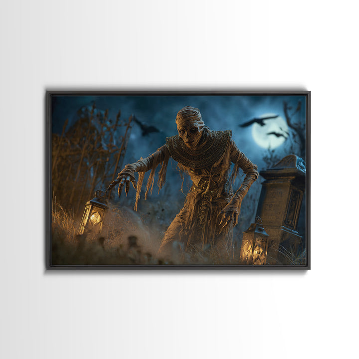 The Mummy Pharaoh, Landscape Wall Art, Macabre Wall Art, Framed Canvas Print, Halloween Wall Decor, Gothic Home Decor, Halloween Wall Art