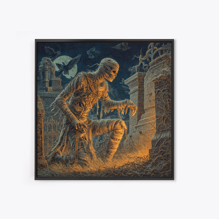 The Mummy Pharaoh, Square Wall Art, Gothic Horror Wall Art, Framed Canvas Print, Halloween Wall Decor, Gothic Home Decor, Macabre Wall Art