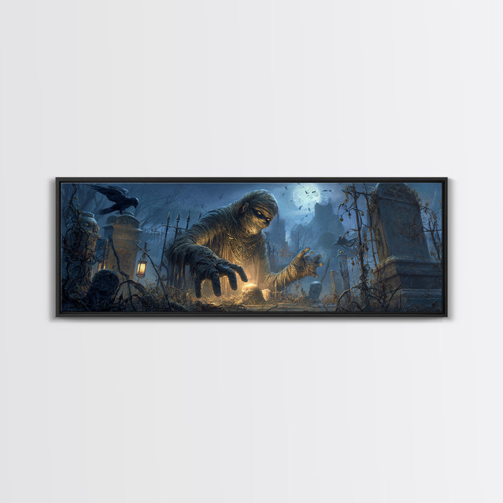 The Mummy Pharaoh, Extra Wide Wall Art, Gothic Horror Wall Art, Framed Canvas Print, Halloween Wall Decor, Gothic Home Decor