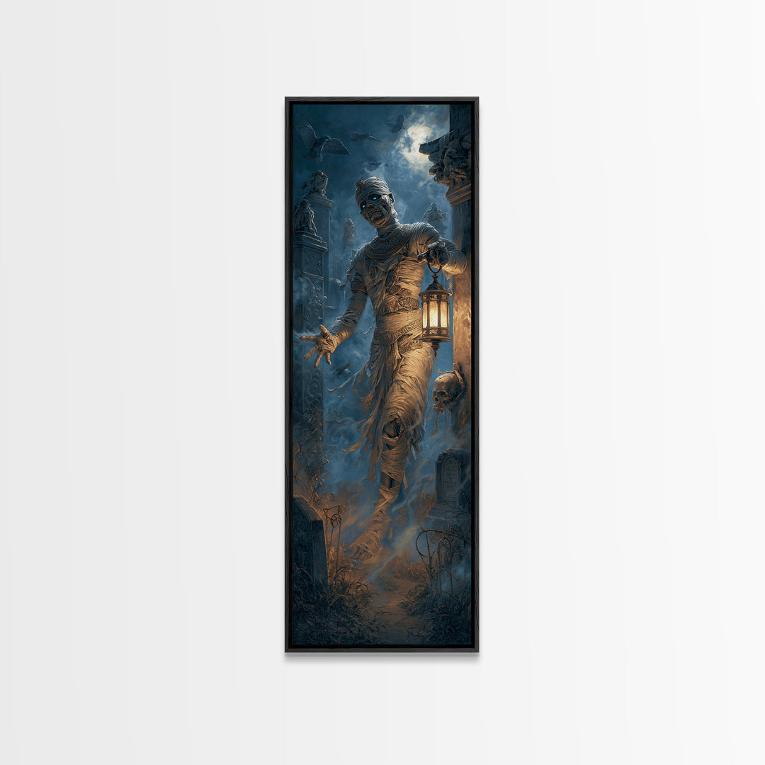 The Mummy Pharaoh, Tall Narrow Wall Art, Dark Halloween Decor, Canvas Print, Halloween Wall Decor, Gothic Home Decor, Macabre Wall Art