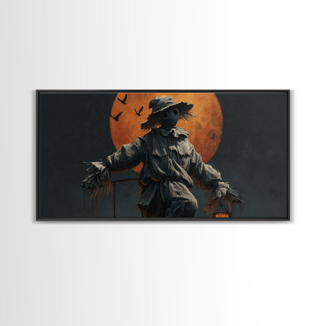 The Living Scarecrow, Wide Panoramic Art, Dark Fantasy Wall Art, Canvas Print, Halloween Wall Decor, Gothic Home Decor, Statement Wall Art