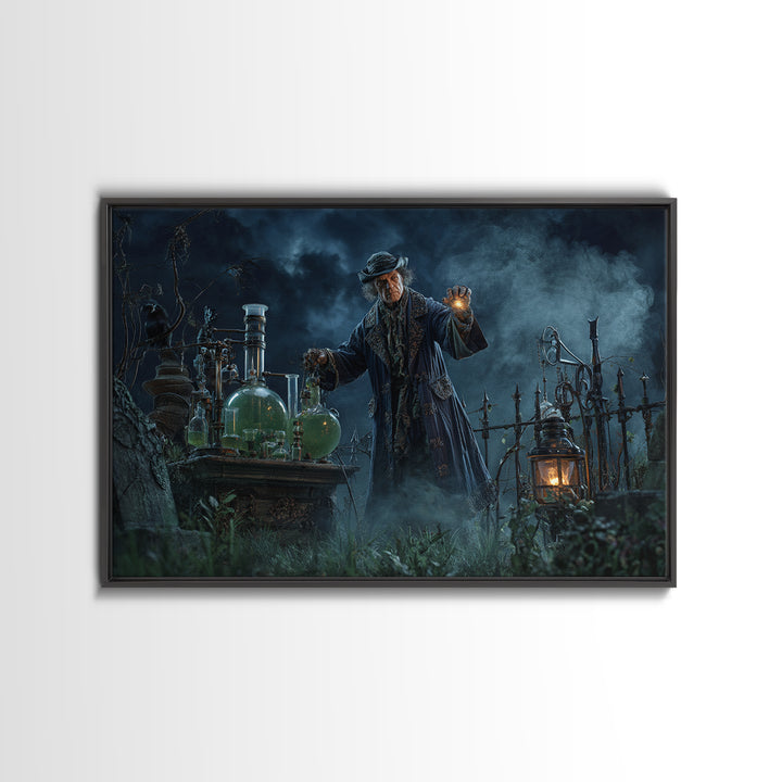 The Mad Alchemist, Landscape Wall Art, Macabre Wall Art, Framed Canvas Print, Halloween Wall Decor, Gothic Home Decor, Halloween Decor