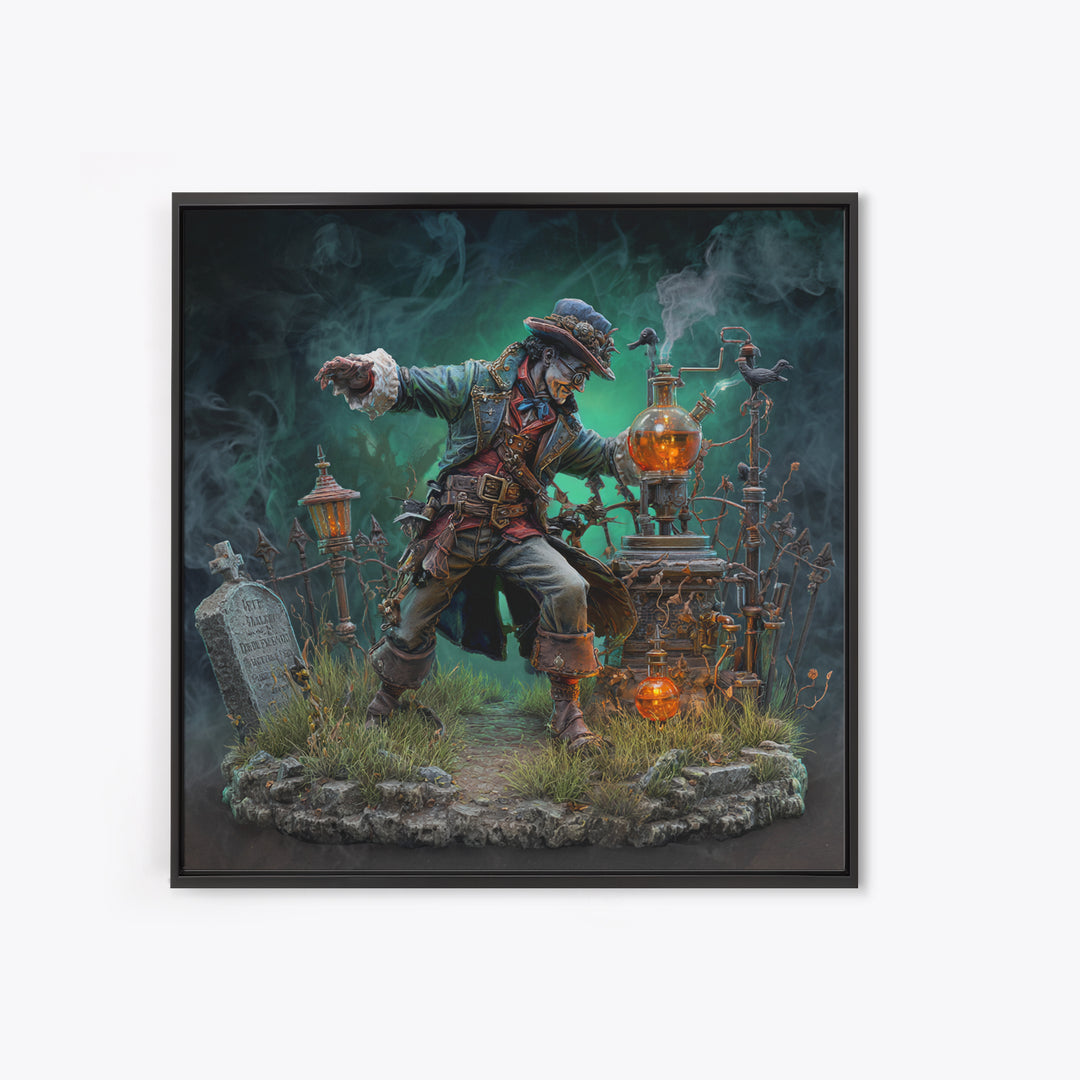 The Mad Alchemist, Square Wall Art, Macabre Wall Art, Framed Canvas Print, Halloween Wall Decor, Gothic Home Decor, Dark Fantasy Art