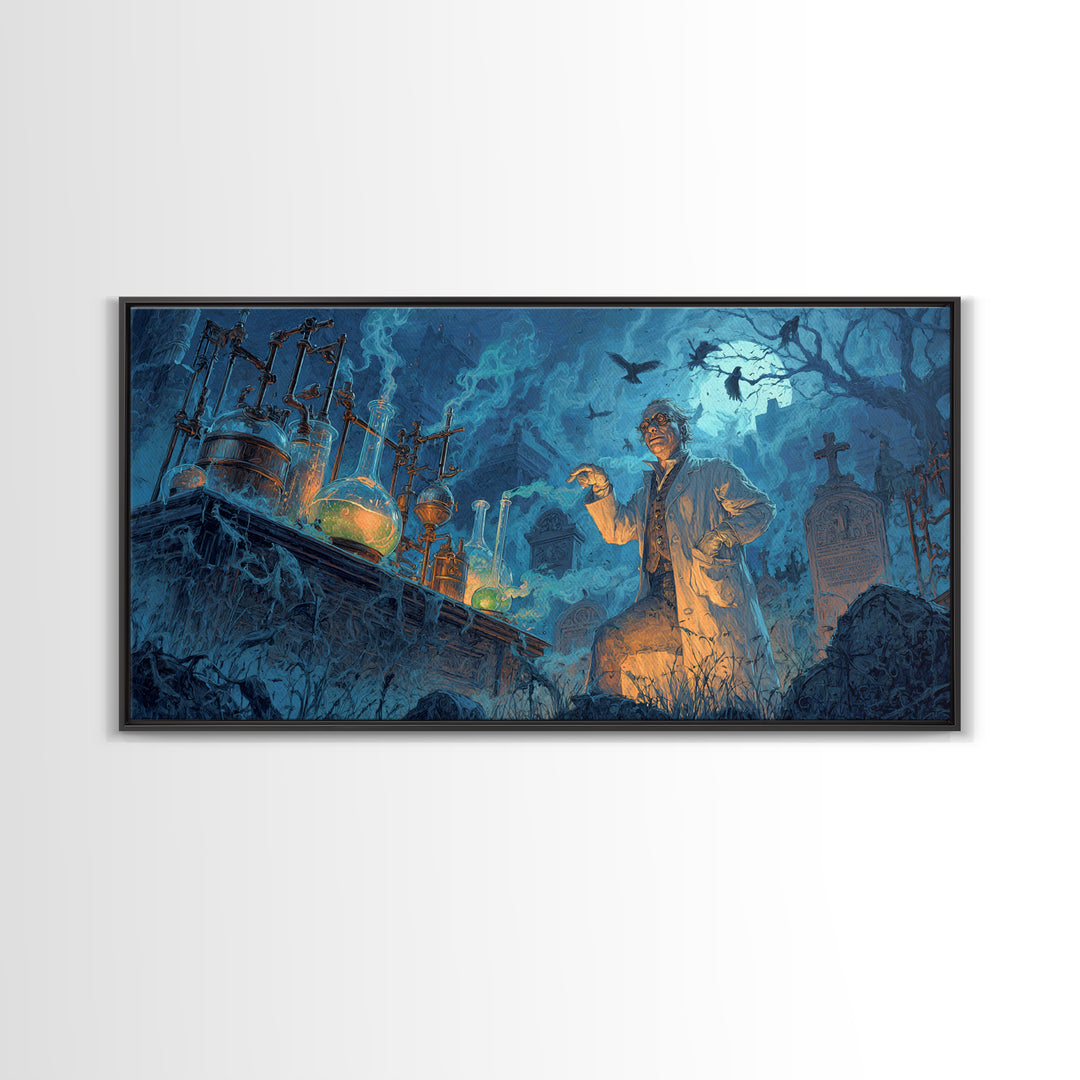 The Mad Alchemist, Wide Panoramic Art, Spooky Home Decor, Canvas Print, Halloween Wall Decor, Gothic Home Decor, Halloween Wall Art