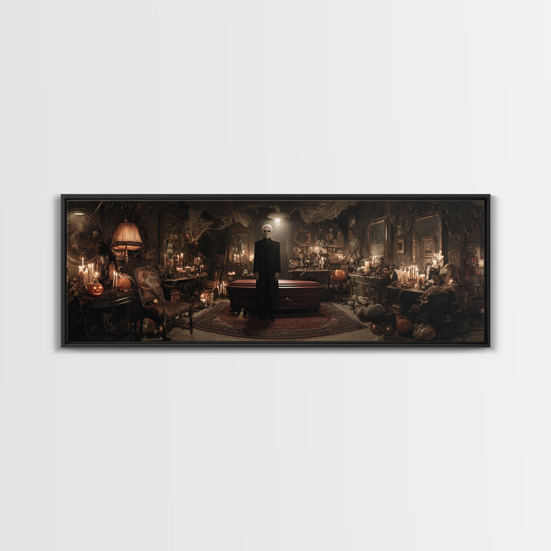 The Sinister Undertaker, Extra Wide Wall Art, Dark Halloween Decor, Canvas Print, Halloween Wall Decor, Gothic Home Decor, Horror Wall Art