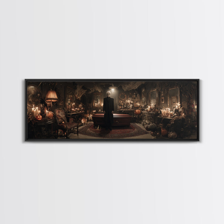 The Sinister Undertaker, Extra Wide Wall Art, Dark Halloween Decor, Canvas Print, Halloween Wall Decor, Gothic Home Decor, Horror Wall Art