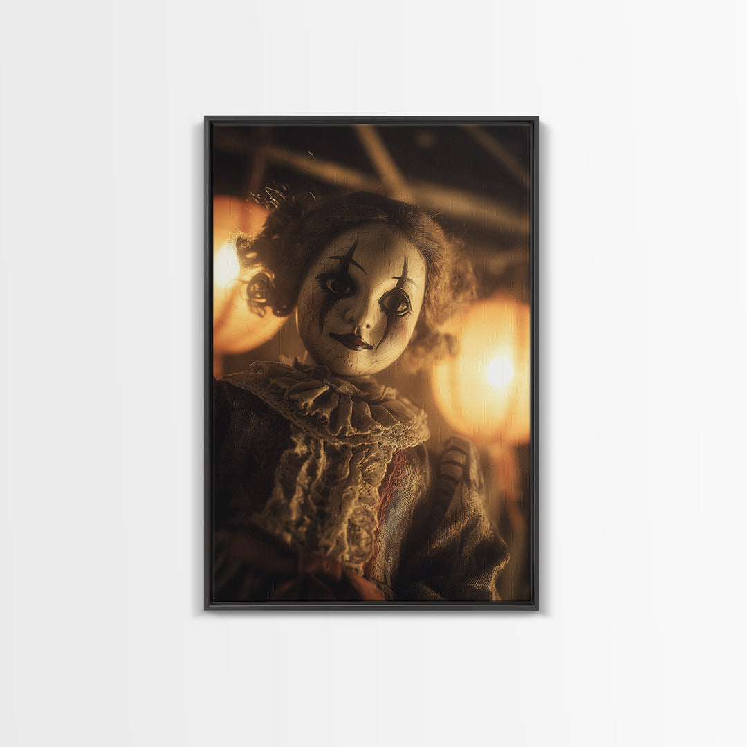 The Haunted Porcelain Doll, Vertical Wall Art, Gothic Horror Wall Art, Framed Canvas Print, Halloween Wall Decor, Gothic Home Decor