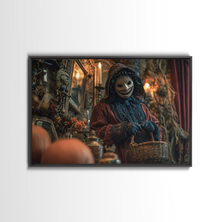 The Masked Candy Collector, Landscape Wall Art, Dark Fantasy Wall Art, Canvas Print, Halloween Wall Decor, Gothic Home Decor