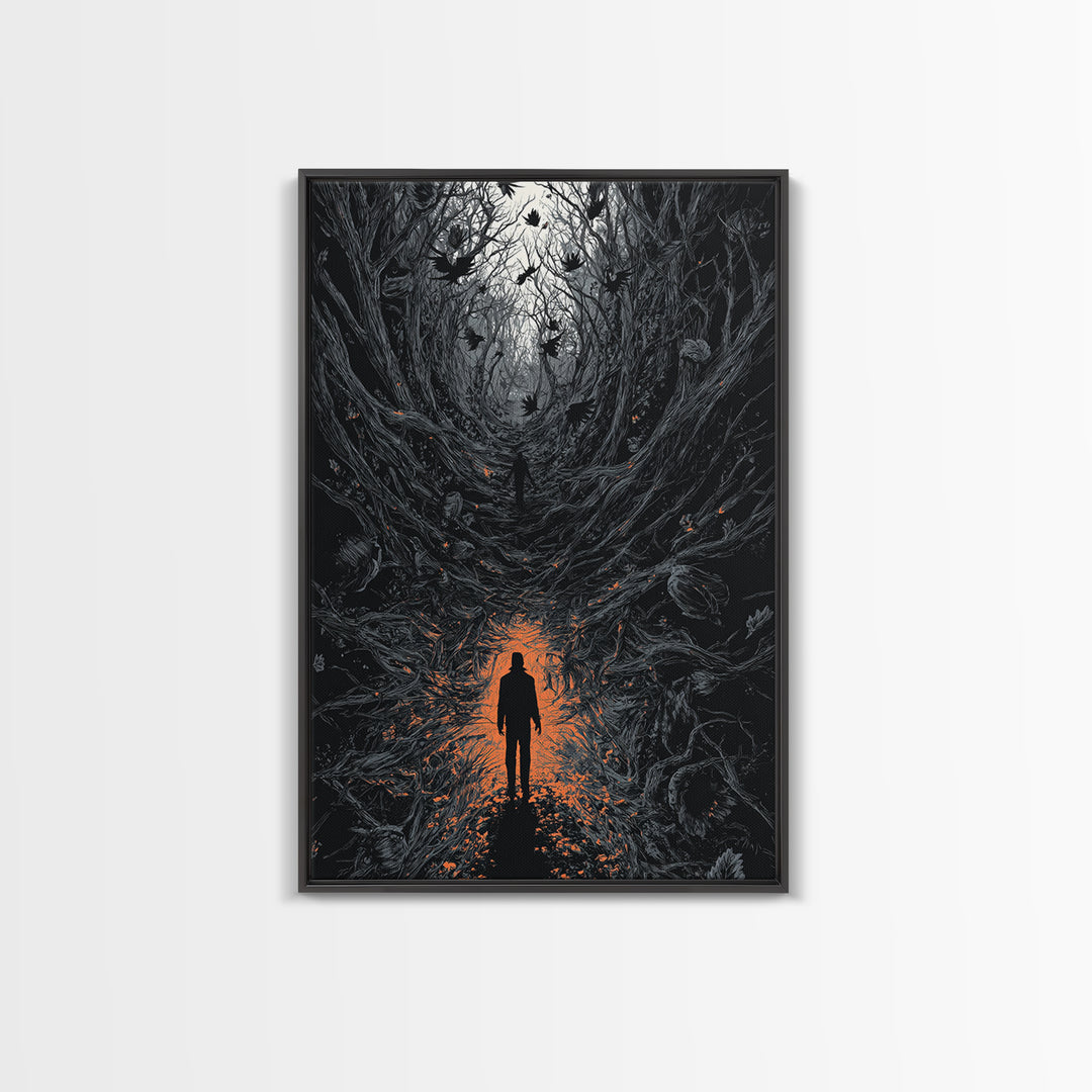 The Shadow Person, Vertical Wall Art, Dark Halloween Decor, Canvas Print, Halloween Wall Decor, Gothic Home Decor, Macabre Wall Art
