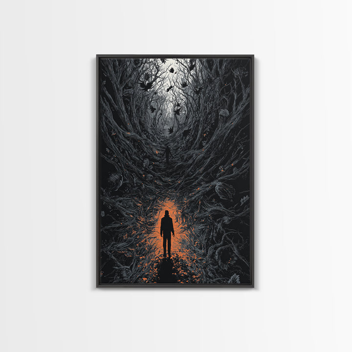 The Shadow Person, Vertical Wall Art, Dark Halloween Decor, Canvas Print, Halloween Wall Decor, Gothic Home Decor, Macabre Wall Art