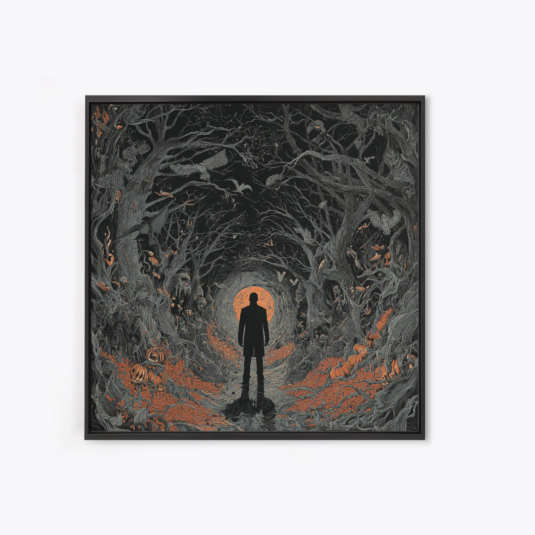 The Shadow Person, Square Wall Art, Dark Halloween Decor, Canvas Print, Halloween Wall Decor, Gothic Home Decor, Horror Wall Art