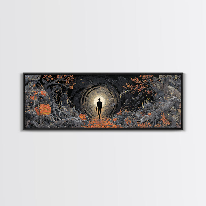 The Shadow Person, Extra Wide Wall Art, Spooky Home Decor, Canvas Print, Halloween Wall Decor, Gothic Home Decor, Halloween Decor