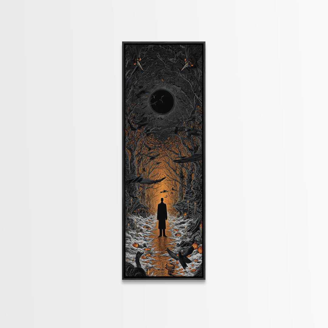 The Shadow Person, Tall Narrow Wall Art, Haunted Gothic Art, Framed Canvas Print, Halloween Wall Decor, Gothic Home Decor, Dark Fantasy Art