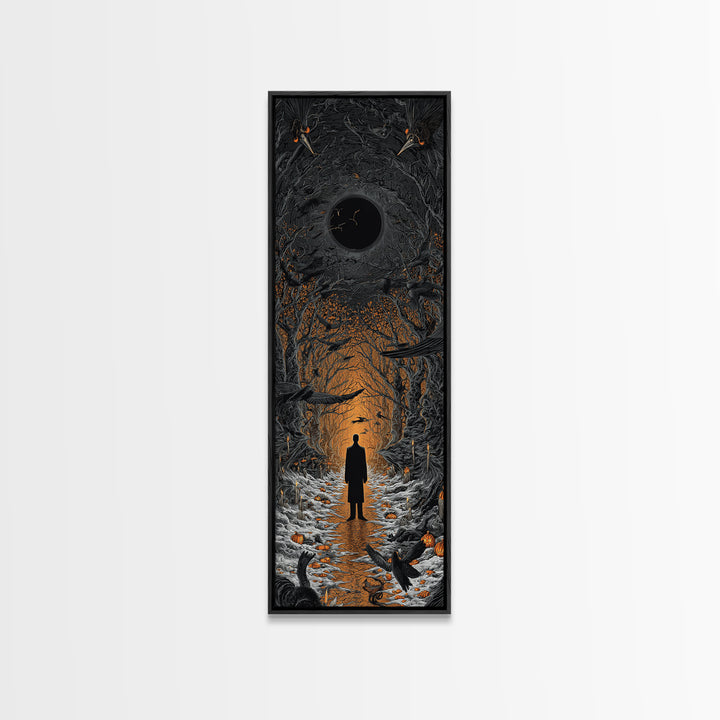 The Shadow Person, Tall Narrow Wall Art, Haunted Gothic Art, Framed Canvas Print, Halloween Wall Decor, Gothic Home Decor, Dark Fantasy Art