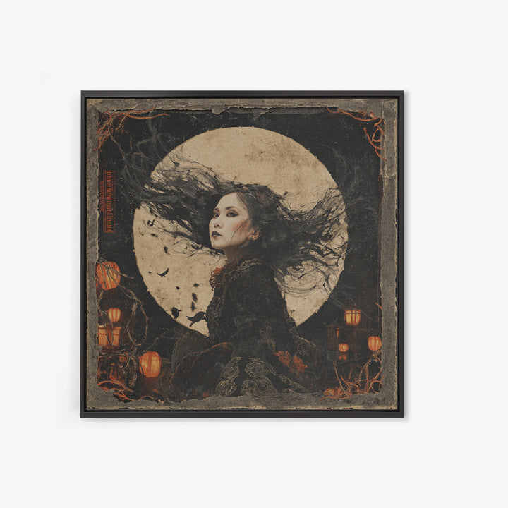 The Banshee Singer, Square Wall Art, Macabre Wall Art, Framed Canvas Print, Halloween Wall Decor, Gothic Home Decor, Horror Wall Art
