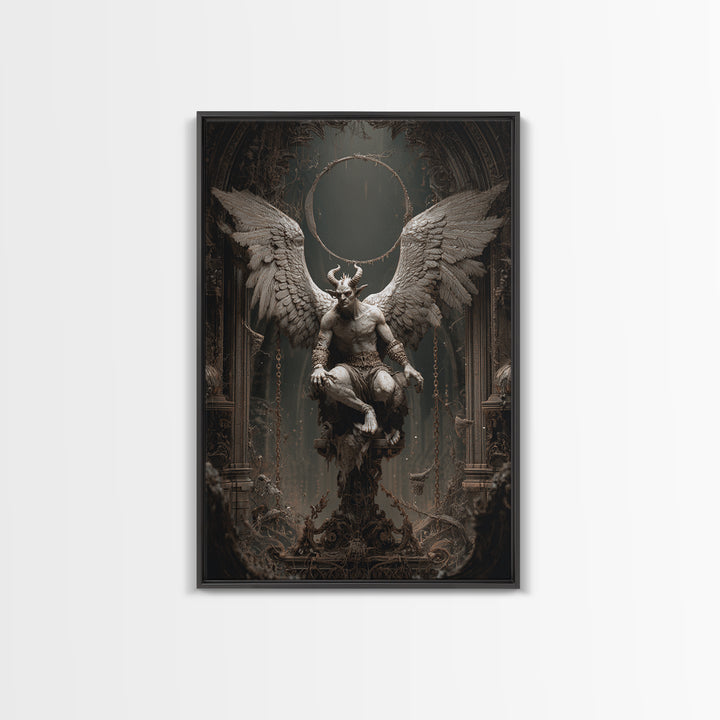 The Gargoyle Sentinel, Vertical Wall Art, Gothic Horror Wall Art, Framed Canvas Print, Halloween Wall Decor, Gothic Home Decor