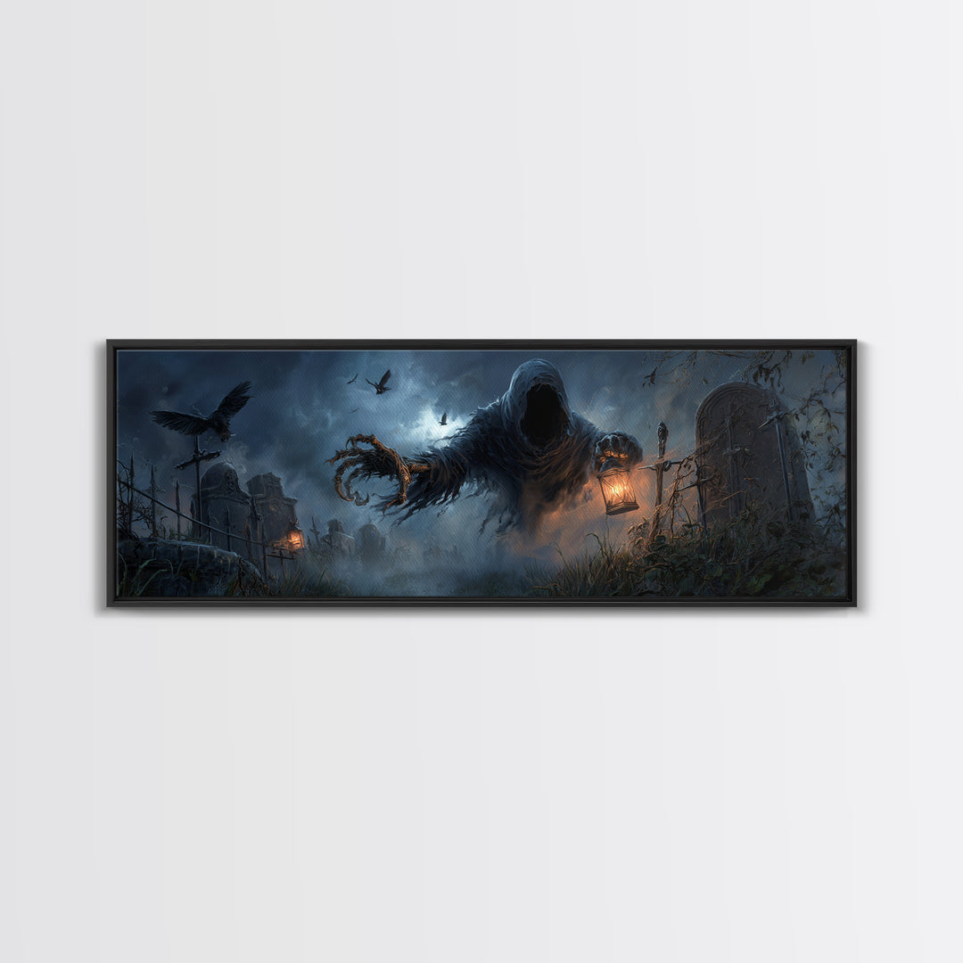 The Tattered Wraith, Extra Wide Wall Art, Dark Fantasy Wall Art, Canvas Print, Halloween Wall Decor, Gothic Home Decor, Halloween Wall Art