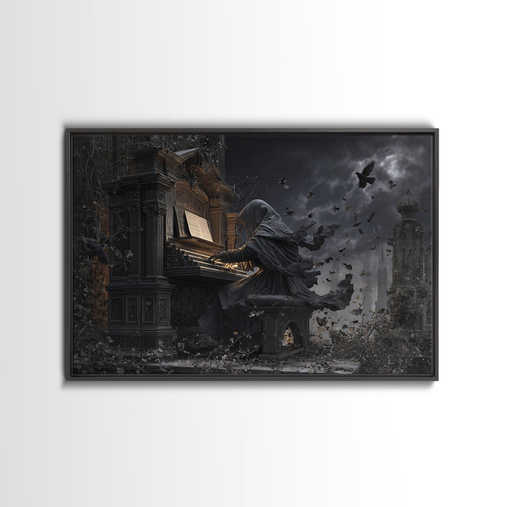 The Phantom Organist, Landscape Wall Art, Macabre Wall Art, Framed Canvas Print, Halloween Wall Decor, Gothic Home Decor, Spooky Wall Decor