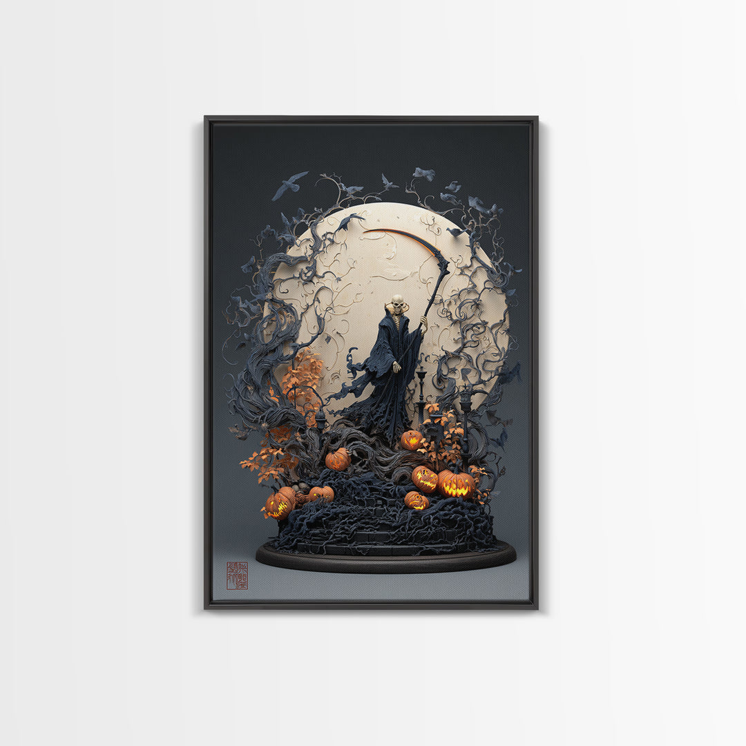 The Fog-Bound Reaper, Vertical Wall Art, Spooky Home Decor, Canvas Print, Halloween Wall Decor, Gothic Home Decor, Halloween Decor