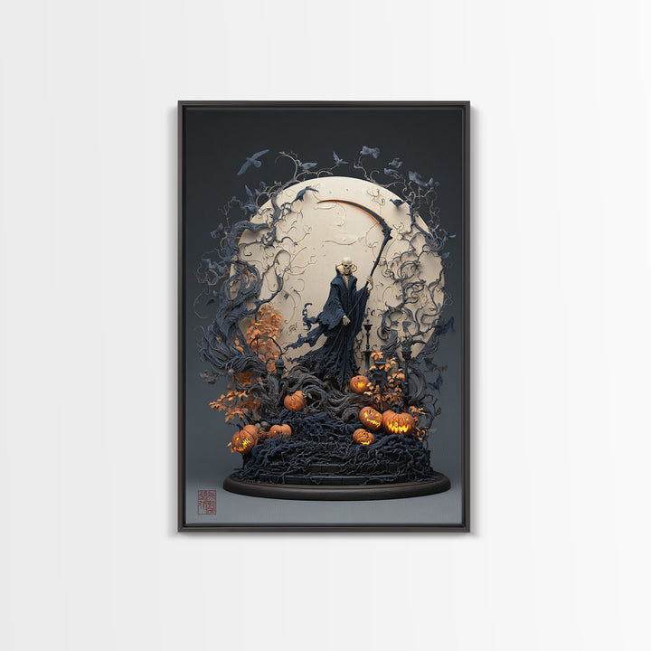 The Fog-Bound Reaper, Vertical Wall Art, Spooky Home Decor, Canvas Print, Halloween Wall Decor, Gothic Home Decor, Halloween Decor