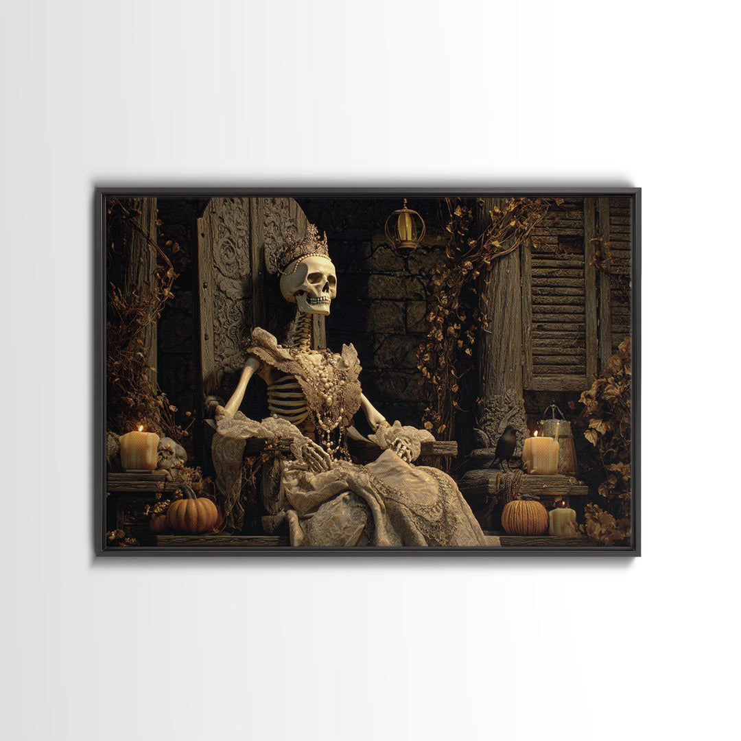 The Bone Queen, Landscape Wall Art, Gothic Horror Wall Art, Framed Canvas Print, Halloween Wall Decor, Gothic Home Decor, Macabre Wall Art