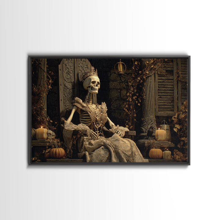The Bone Queen, Landscape Wall Art, Gothic Horror Wall Art, Framed Canvas Print, Halloween Wall Decor, Gothic Home Decor, Macabre Wall Art