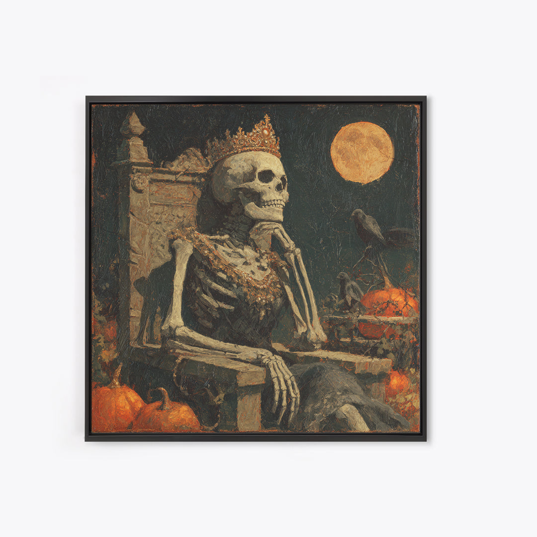 The Bone Queen, Square Wall Art, Haunted Gothic Art, Framed Canvas Print, Halloween Wall Decor, Gothic Home Decor, Spooky Wall Decor