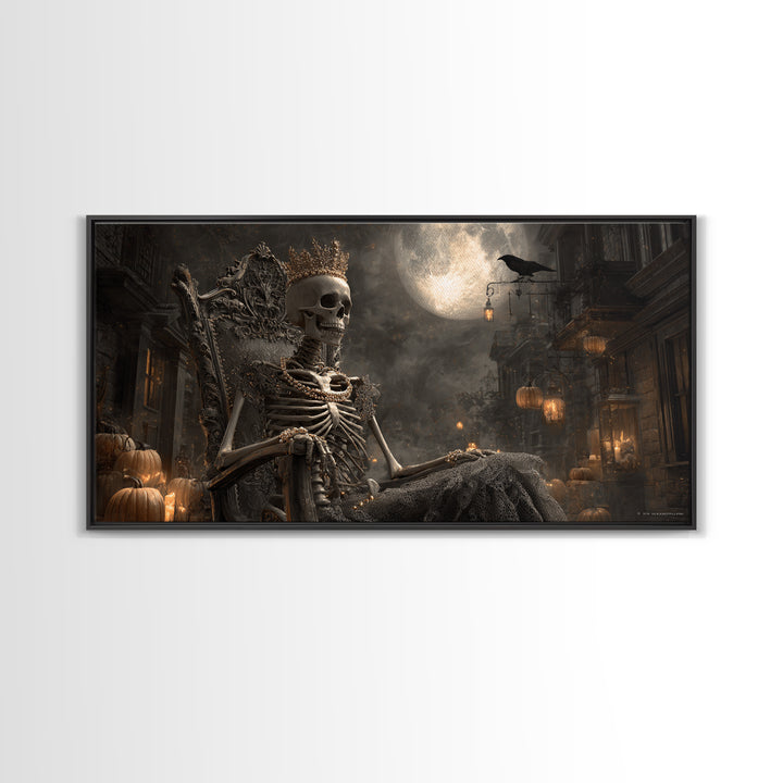 The Bone Queen, Wide Panoramic Art, Dark Halloween Decor, Canvas Print, Halloween Wall Decor, Gothic Home Decor, Collectible Wall Decor