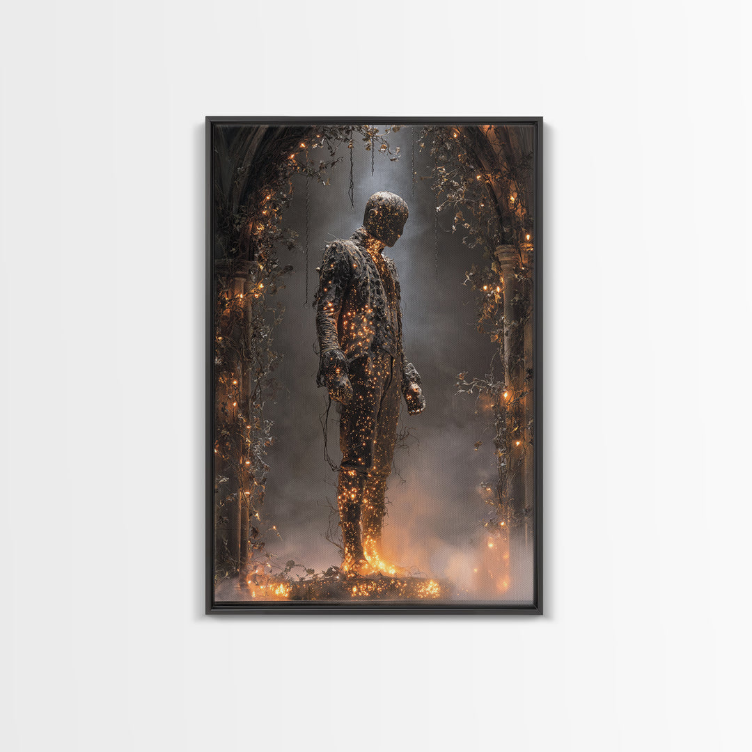 The Candlewax Man, Vertical Wall Art, Gothic Horror Wall Art, Framed Canvas Print, Halloween Wall Decor, Gothic Home Decor
