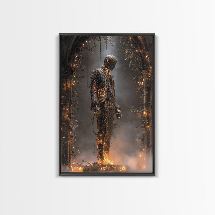 The Candlewax Man, Vertical Wall Art, Gothic Horror Wall Art, Framed Canvas Print, Halloween Wall Decor, Gothic Home Decor