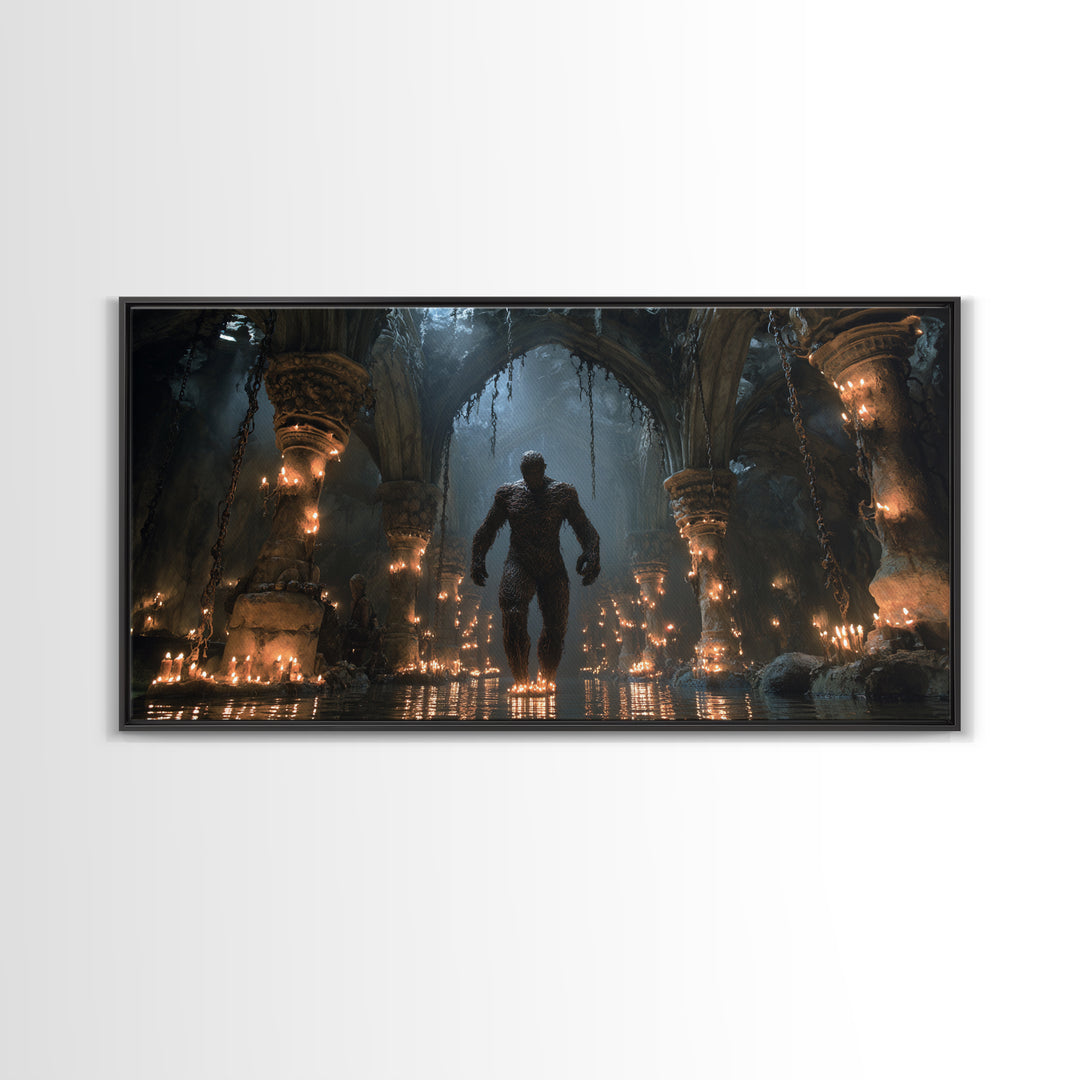 The Candlewax Man, Wide Panoramic Art, Dark Halloween Decor, Canvas Print, Halloween Wall Decor, Gothic Home Decor, Statement Wall Art