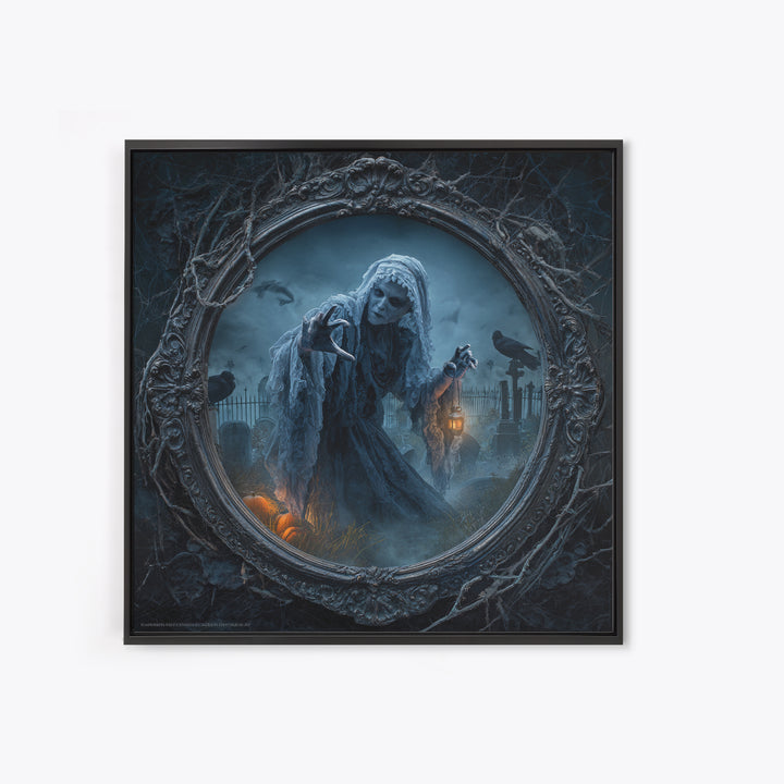 The Mirror Spirit, Square Wall Art, Dark Halloween Decor, Canvas Print, Halloween Wall Decor, Gothic Home Decor, Spooky Wall Decor