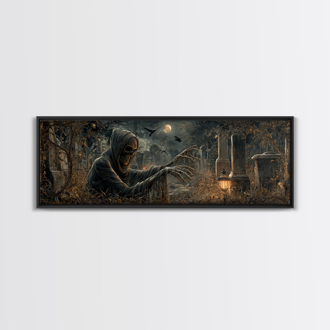The Mirror Spirit, Extra Wide Wall Art, Dark Halloween Decor, Canvas Print, Halloween Wall Decor, Gothic Home Decor, Dark Fantasy Art
