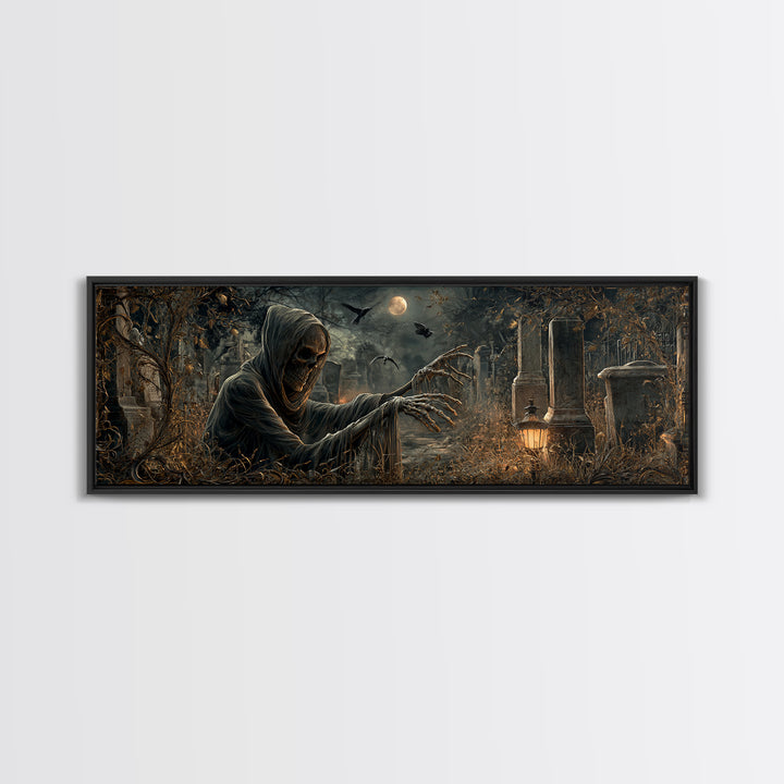 The Mirror Spirit, Extra Wide Wall Art, Dark Halloween Decor, Canvas Print, Halloween Wall Decor, Gothic Home Decor, Dark Fantasy Art