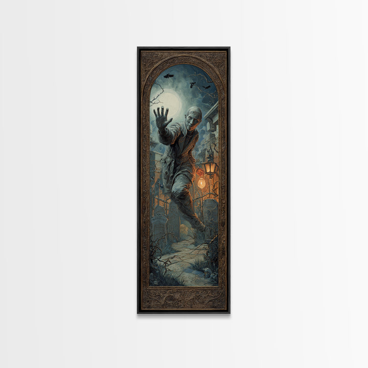 The Mirror Spirit, Tall Narrow Wall Art, Dark Fantasy Wall Art, Canvas Print, Halloween Wall Decor, Gothic Home Decor, Spooky Wall Decor