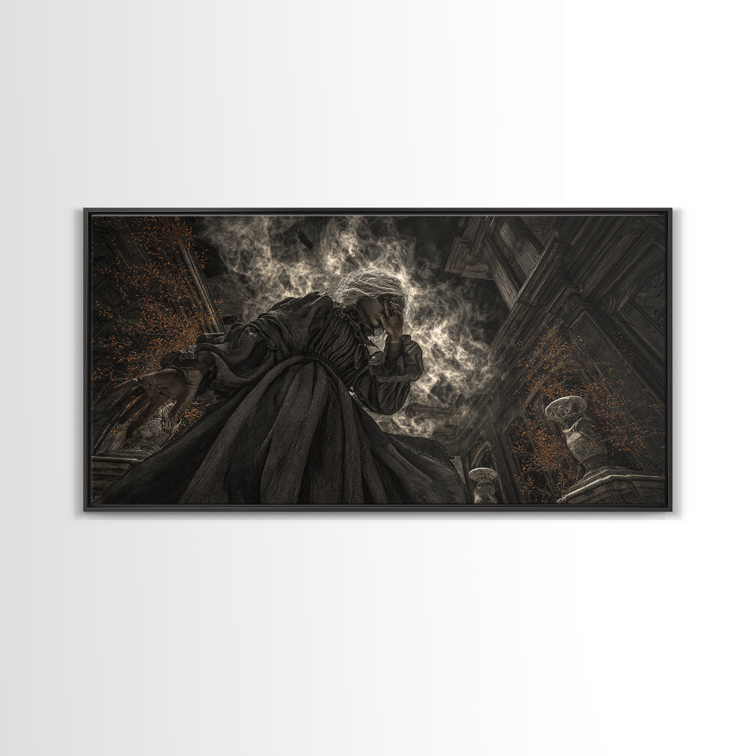 The Attic Whisperer, Wide Panoramic Art, Dark Fantasy Wall Art, Canvas Print, Halloween Wall Decor, Gothic Home Decor, Horror Wall Art