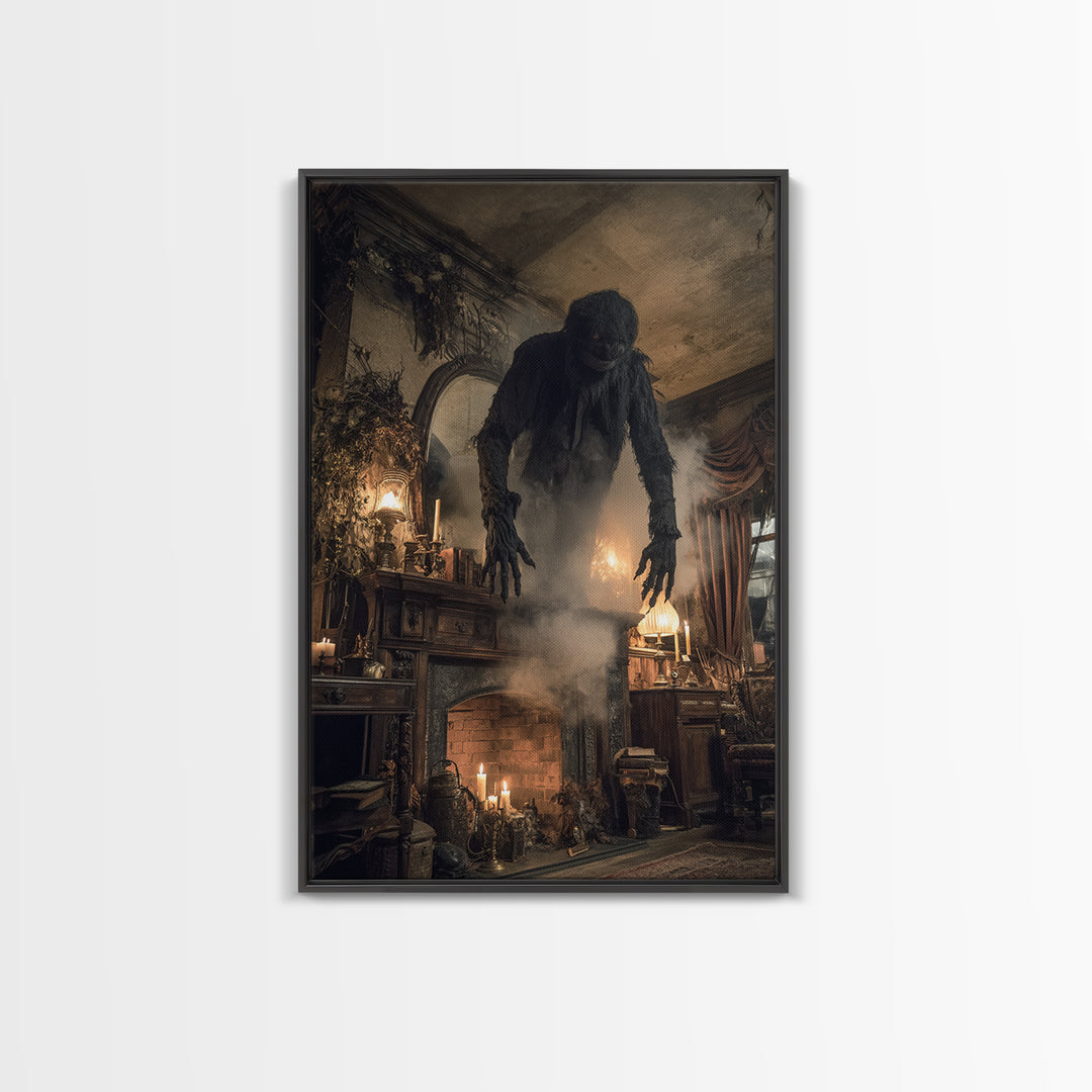 The Chimney Phantom, Vertical Wall Art, Dark Halloween Decor, Canvas Print, Halloween Wall Decor, Gothic Home Decor, Spooky Wall Decor