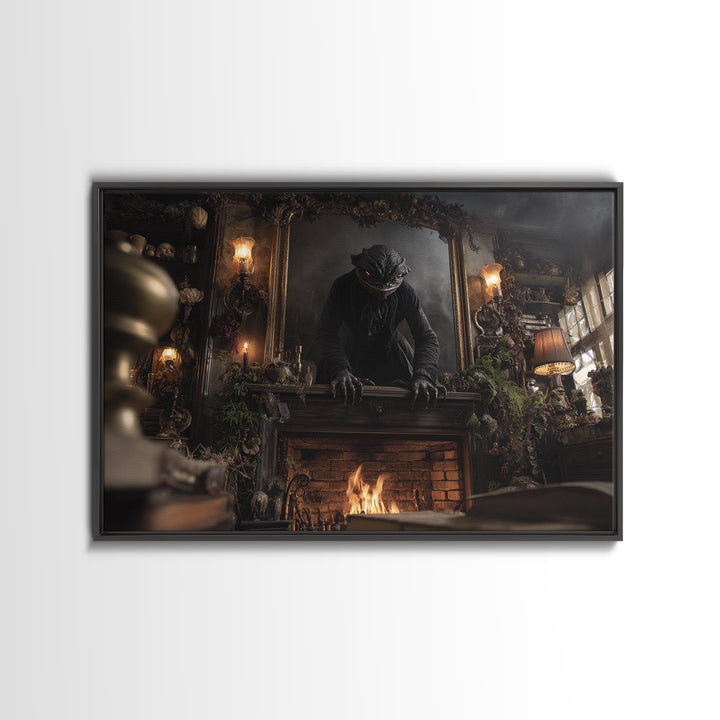 The Chimney Phantom, Landscape Wall Art, Gothic Horror Wall Art, Framed Canvas Print, Halloween Wall Decor, Gothic Home Decor