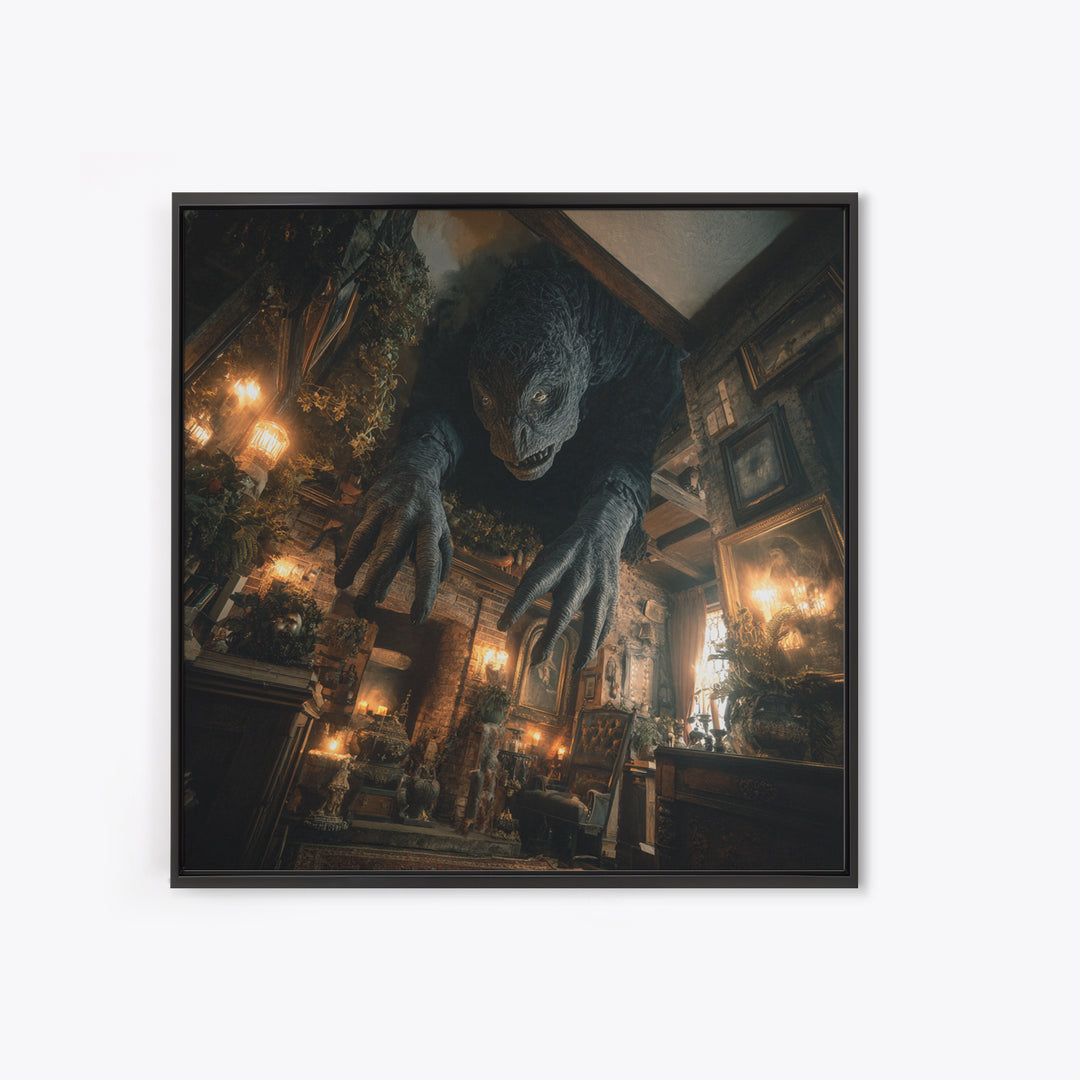 The Chimney Phantom, Square Wall Art, Gothic Horror Wall Art, Framed Canvas Print, Halloween Wall Decor, Gothic Home Decor