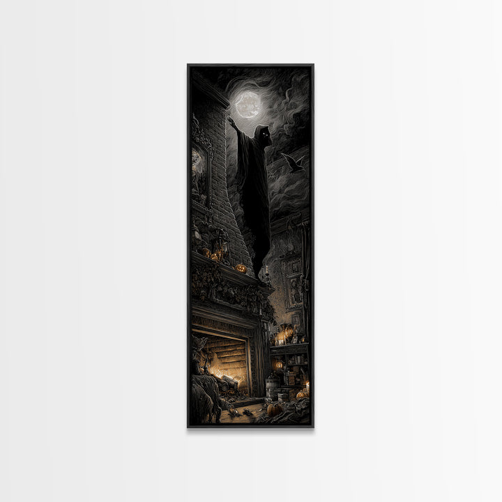 The Chimney Phantom, Tall Narrow Wall Art, Spooky Home Decor, Canvas Print, Halloween Wall Decor, Gothic Home Decor, Spooky Wall Decor