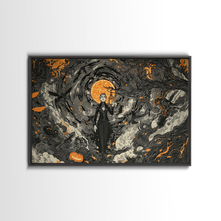 The Lantern Specter, Landscape Wall Art, Dark Fantasy Wall Art, Canvas Print, Halloween Wall Decor, Gothic Home Decor, Macabre Wall Art